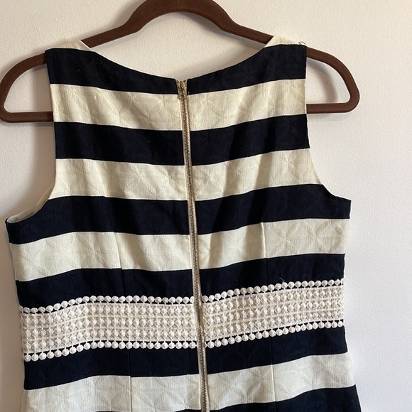 NWT Striped Dress Just Taylor 6 Black White Sleeveless Lace Summer Nautical - Picture 10 of 14